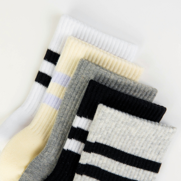 Tất Vớ Nam Nữ Cổ Trung UPPER YOU Cotton Tự Nhiên Thiết Kế Sọc Gân Kẻ Sọc Êm Ái Dày Dặn Thoáng Khí Khử Mùi - BSF3004 - Hình ảnh 8