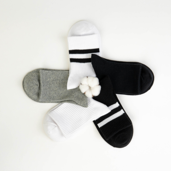 Tất Vớ Nam Nữ Cổ Trung UPPER YOU Cotton Tự Nhiên Thiết Kế Sọc Gân Kẻ Sọc Êm Ái Dày Dặn Thoáng Khí Khử Mùi - BSF3004 - Hình ảnh 9
