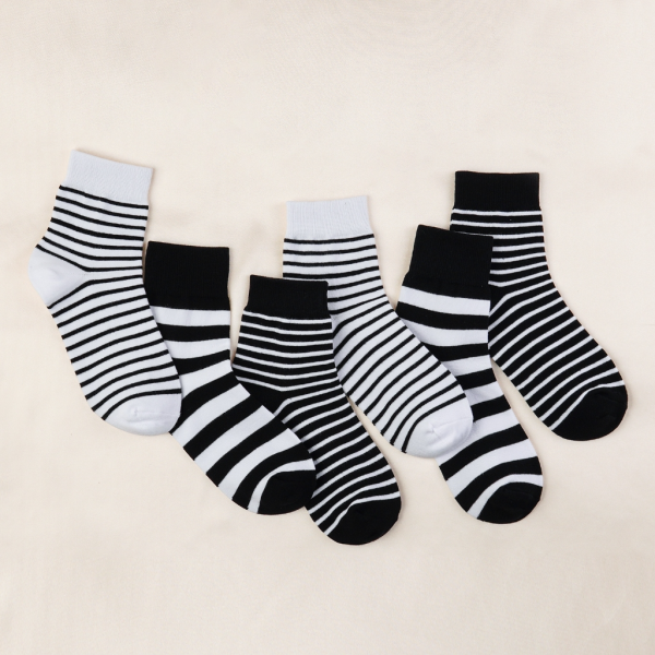 Tất Vớ Nữ Cổ Trung Nhiều Sọc UPPER YOU Cotton Tự Nhiên Êm Ái Dày Dặn Thoáng Khí - BSF3005 - Hình ảnh 4