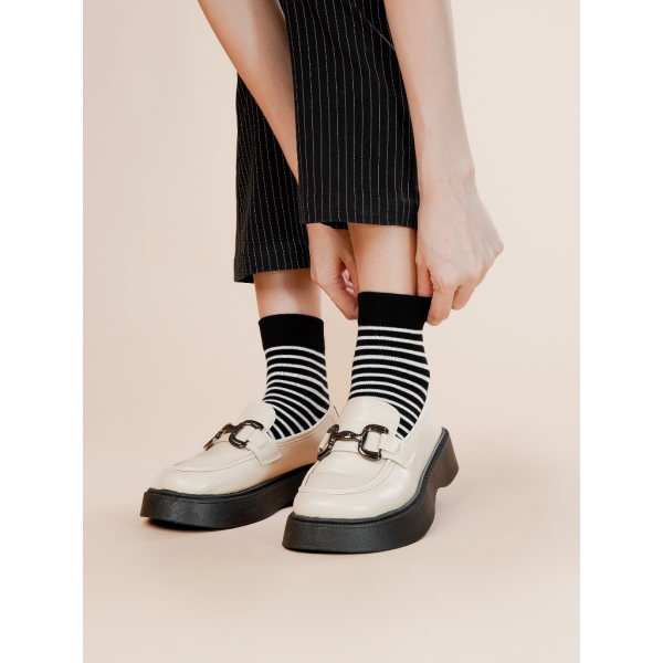 Tất Vớ Nữ Cổ Trung Nhiều Sọc UPPER YOU Cotton Tự Nhiên Êm Ái Dày Dặn Thoáng Khí - BSF3005 - Hình ảnh 6