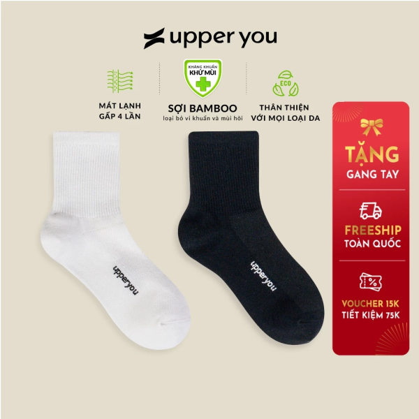 Tất Vớ Nam Nữ Cổ Trung Dệt Lưới Bamboo Sợi Tre UPPER YOU Êm Ái Mềm Mại Thoáng Khí Khử Mùi - BSF3002