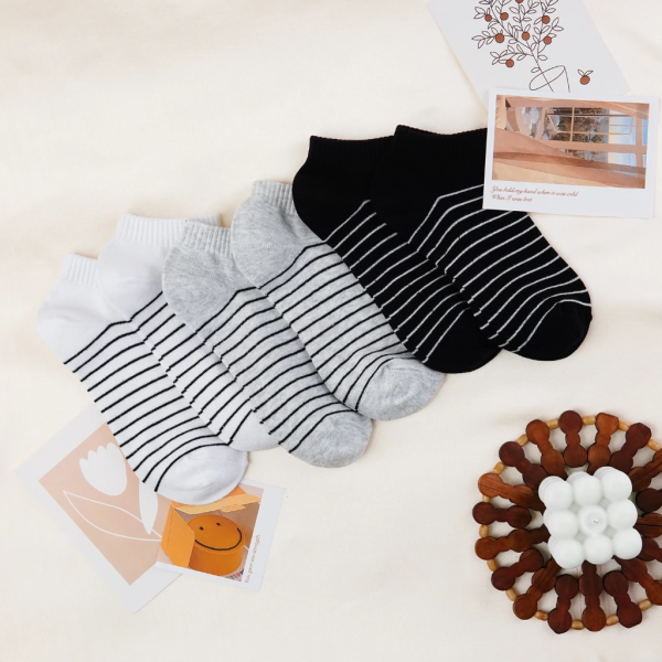 Tất Vớ Nữ Cổ Ngắn Nhiều Sọc UPPER YOU Cotton Tự Nhiên Êm Ái Dày Dặn Thoáng Khí - BSF2007 - Hình ảnh 2