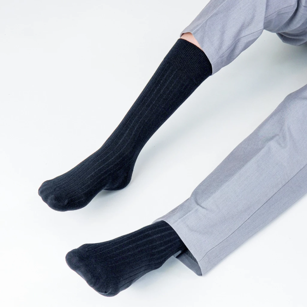 Tất Giày Tây Đen Cao 30-32cm Họa Tiết Xanh Dương UPPER YOU Cotton Úc Mềm Mại Thoáng Khí Khử Mùi-SNM4004 - Hình ảnh 6
