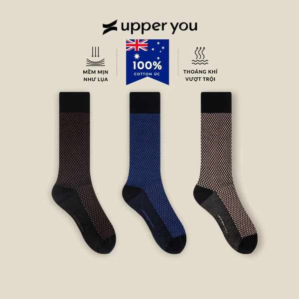 Tất Giày Tây Cổ Cao 30-32cm Họa Tiết Jacquard UPPER YOU Mềm Mịn Khử Mùi Thoáng Khí - SNM4006