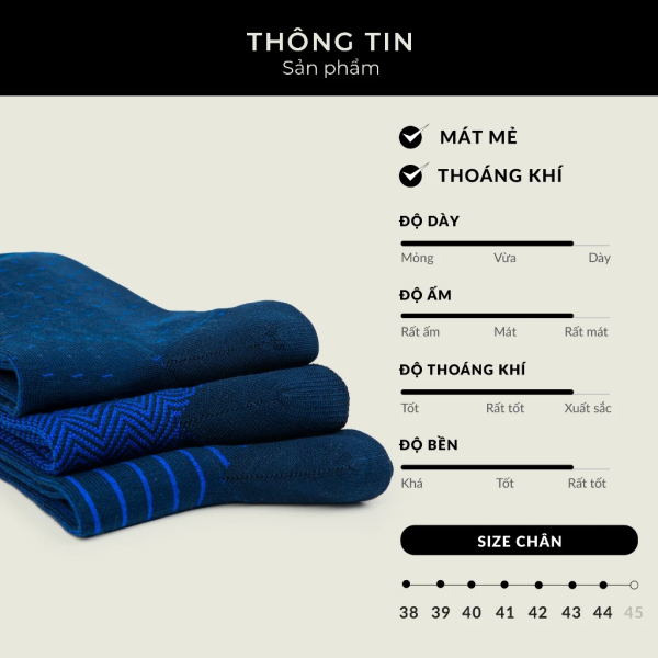 Tất Vớ Giày Tây Premium Cao Cấp UPPER YOU Mercerized Cotton Họa Tiết Màu Xanh Royal Blue Mềm Mại Thấm Hút - PMM4002 - Hình ảnh 7