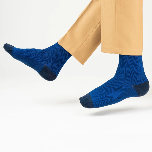 Tất Vớ Giày Tây Premium Cao Cấp UPPER YOU Mercerized Cotton Họa Tiết Màu Xanh Royal Blue Mềm Mại Thấm Hút - PMM4002 - Hình ảnh 5