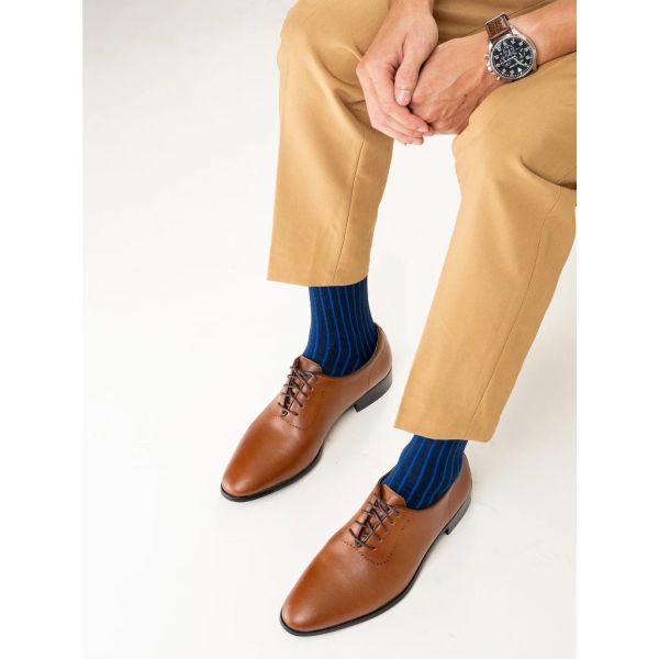 Tất Vớ Giày Tây Premium Cao Cấp UPPER YOU Mercerized Cotton Họa Tiết Màu Xanh Royal Blue Mềm Mại Thấm Hút - PMM4002 - Hình ảnh 3