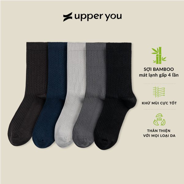 Tất Vớ Cổ Cao Nam Bamboo Cao Cấp Signature UPPER YOU Công Nghệ Không Đường May Mềm Mại Mát Gấp 4 Lần - SNM4005 - Hình ảnh 4