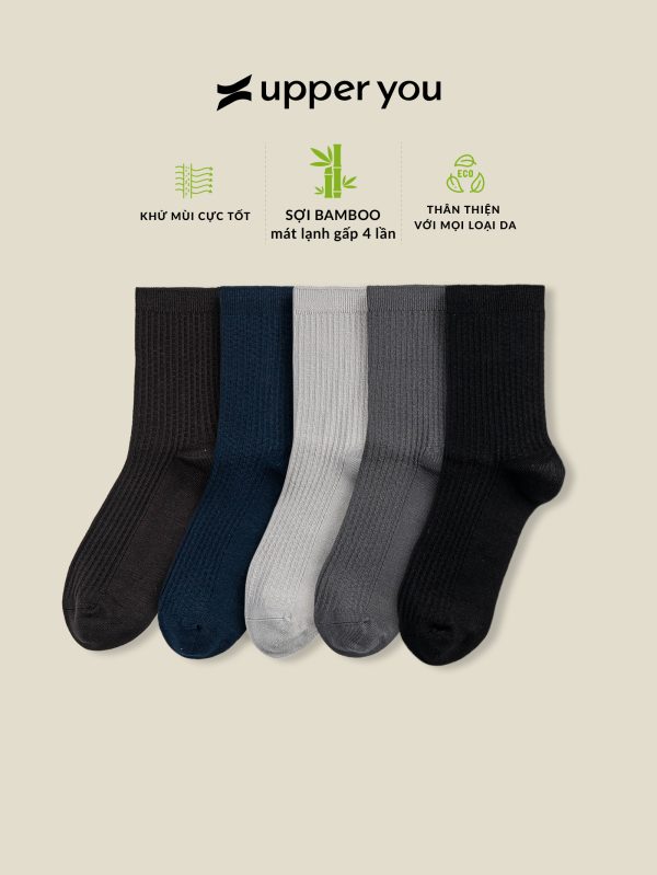Tất Vớ Cổ Cao Nam Bamboo Cao Cấp Signature UPPER YOU Công Nghệ Không Đường May Mềm Mại Mát Gấp 4 Lần - SNM4005 - Hình ảnh 3