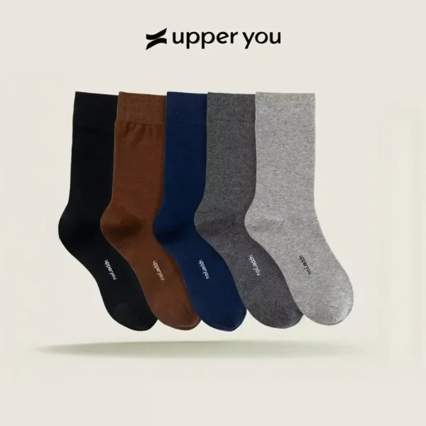 Tất Vớ Giày Tây Trơn Cổ Cao UPPER YOU Cotton Tự Nhiên Dày Dặn Êm Ái Thoáng Khí Khử Mùi Extra Soft - BSM4004